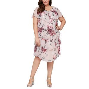 SL Fashions Plus Size Floral-Print Tiered Dress, Macy's New With Tag! Size 24W